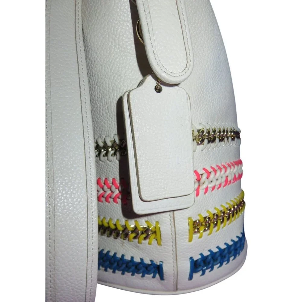 Coach 2015 Leather Chain Whiplash Whipstitch Crossbody Mini Duffle Bag 35373
